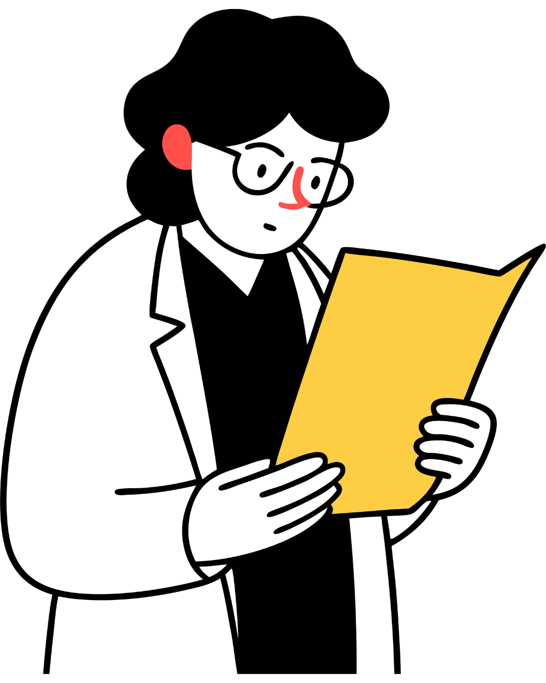A clinician answering questions during a consultation.